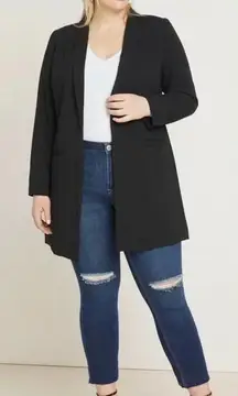 Eloquii Long Essential‎ Blazer in Black Plus Size 14