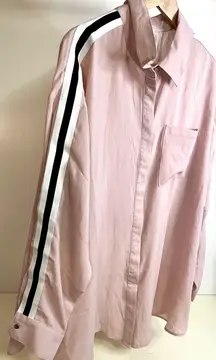 NWOT Notations Pink Button down with stipe sleeve detail 2x
