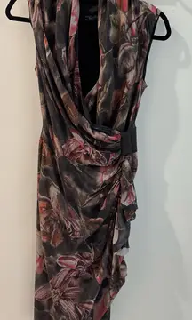 All Saints 100% Silk Floral Wrap Tropic Dress Size US 6