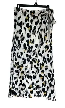 *Jeuvre Adjustable Midi Wrap‎ Skirt Size S Animal Leopard Print Neutral
