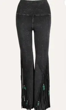 NWT Pat Dahnke Flare Fringe Mineral Wash Leggings Size Medium