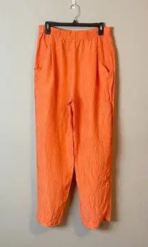 Harvé Benard by Benard Holtzman Women's Sz 8 100% Silk Straight Leg Orange Pants