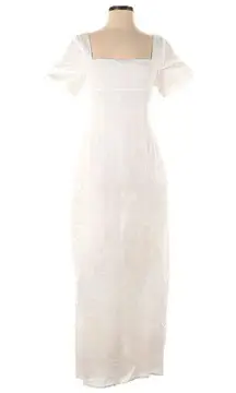 NWT DISSH Jamie in White Linen Square Neck Fitted Midi Dress US 4