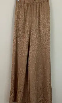Show Me Your Mumu Satin Cheetah Print Wide Leg Pull On Palazzo Pants Size XS