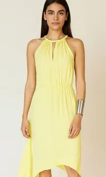 BCBGMAXAZRIA Keelie Keyhole-front Halter Dress M Lemongrass Size S
