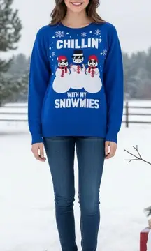 Well Worn Holiday Sweater Chillin With My Snowmies Size Medium