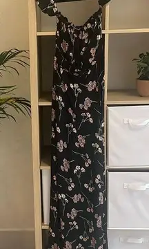 Flynn Skye Floral Maxi Dress with Slit, off the shoulder, size XS