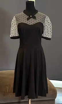 Women’s Black with Polka Dot Dress 1950’s Retro Style Size L NEW