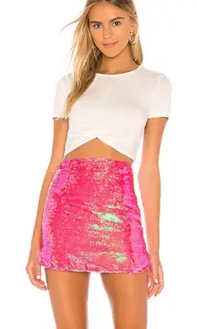 Revolve Superdown Shanice Miniskirt in Neon Pink Iridescent Sequin medium