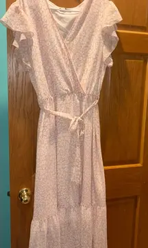 NWOT Elegant Blush/Light pink Midi Dress with cheetah accents Size XXL