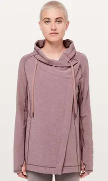 Lululemon Women Coast Easy Wrap Jacket Sz 8 French Terry Heathered Misty‎ Merlot