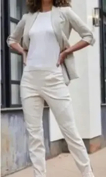 Spanx Stretch Twill Cargo Jogger Pants in Parchment Cream Size Large