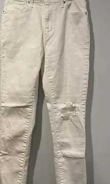 Levis 721 Jeans Womens 27" White High Rise Stretch Coastal Travel Casual Raw Hem