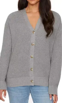 Hudson 100% Cotton Gray Button Up Knit Cardigan Sweater Women’s size Large
