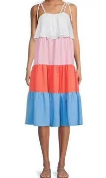 Time and Tru Women's Short Sleeve Woven V-Neck Dress, Medium