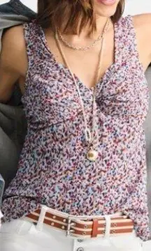 CAbi Women’s Bustier Tank Top V-Neck Abstract Print in Multicolor Size M