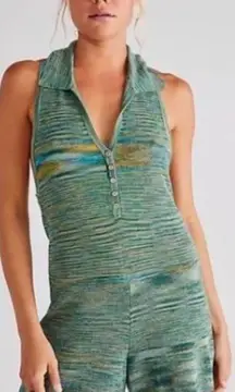Free People romper shorts halter Summer Nights green knit sweater XS NEW