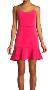 Alice and Olivia Andalasia Sleeveless Flounce-Hem Mini Dress Size 10 Pink