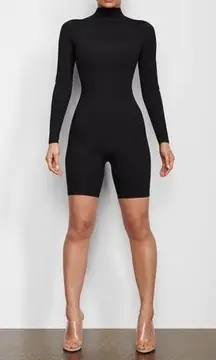 SKIMS NWT  all-in-one long sleeve mid thigh onesie - Onyx