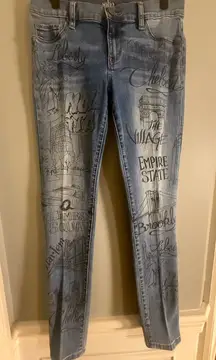 NYC Sketch Graphic Skinny Jeans by Soho New York & Company Size 6