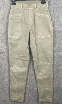 SPANX Womens Size XS Stretch Twill‎ Straight Leg Pant Olive Oil