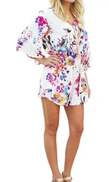 Umgee Floral Print Romper with pockets. NWT