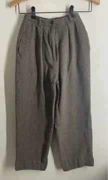 Anne Klein II Vintage Wool Trousers Petite XXS Brown Tweed High Rise USA Made