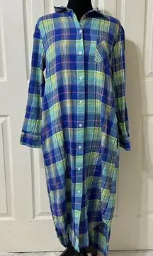 Polo Ralph Lauren Shirt Dress Womens Pocket Madras Plaid Baby Doll Largenlook- L