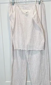 GAP Cream Polka Dot hearts Pajama Set size large.