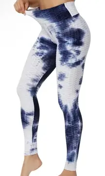 Blue and White Tie Dye Leggings NWT