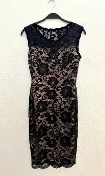 Candalite Black with‎ Nude underlay Lace Party Dress size Small