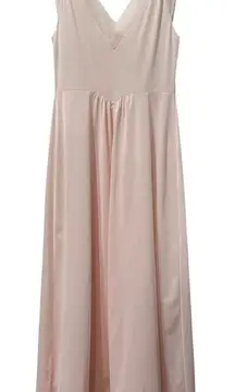 RARE VTG 50s Vanity Fair Embroidered  Chiffon Nightgown Sheer Pink Slip 36 M