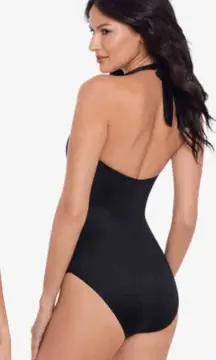 New! Miraclesuit Rock Solid Black Utopia One Piece Swimsuit in Black Sz 16 $188‎
