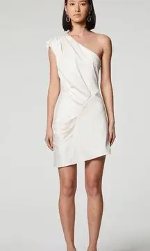 Elliatt One Shoulder Mercury Ruched Mini Dress NWT Pearl/Cream Size Large