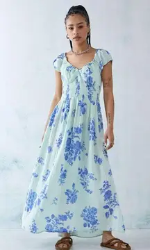 Free People Forget Me Not Midi Dress Blue Medium TikTok viral beach cotton maxi