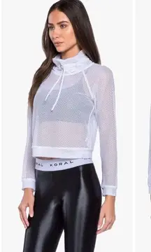 Koral Women’s Pump Open Mesh Cropped Pullover Top  In White Size Large GUC