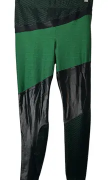 Koral Activewear Deuces Shantung High Rise Fish Net Panel Work Out Leggings