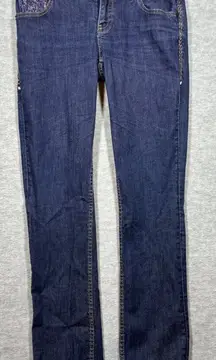 Coogi Women's Denim Jeans 9/10 Colorful Beaded Pockets Embellished