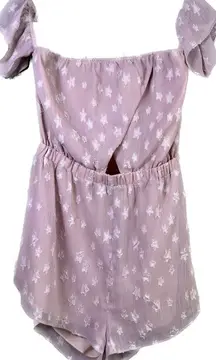 Superdown Size Medium Off the Shoulder Lined Star Shorts Romper