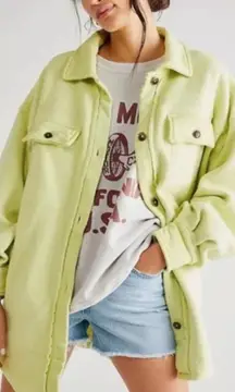 Free People Ruby Jacket Shacket Oversized Fleece in Light Green Yellow- Sz S 🧡🎀