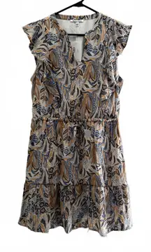 NEW Marissa Olivia Dress Large Peplum Peasant BOHO Bohemian Trumpet Ruffle