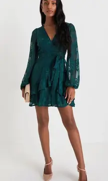Emerald Green Floral Embroidered Mini Dress Women’s Size Small