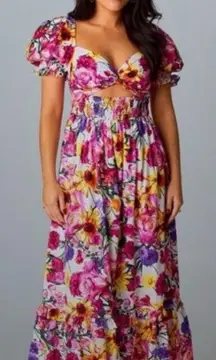 Floral cut-out dress