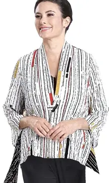 IC By Connie K Toggle Button Front Stripe Jacket #2302JX‎ Size 2X