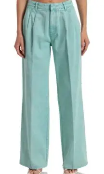 NWT‎ AVEC LES FILLES High Waist Wide Leg Jeans Womens Size 24 Aloe Mist Pleated