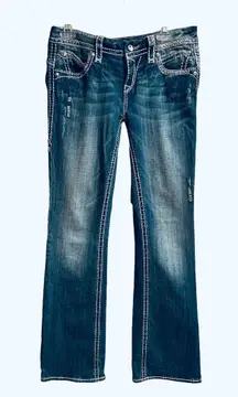 Rock Revival Women’s May Easy Boot Cut Denim Jeans, Size 28, Inseam 32”. Cross Posted!