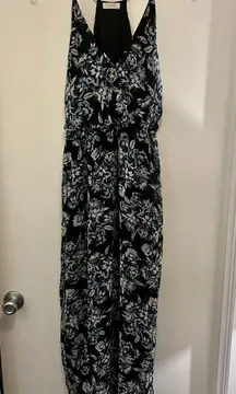 Lush Blue Floral Sheer Maxi Dress - Size Small