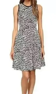 Kate Spade Black & White Leopard Print Textured Sleeveless Dress Size XL