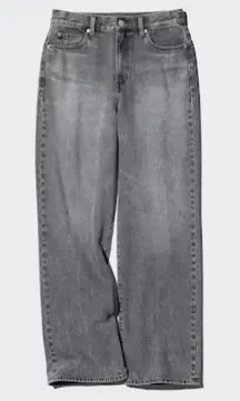 Uniqlo Wide Straight Jeans in Grey sz. 24 Soft Lightweight High Waist Wide Leg