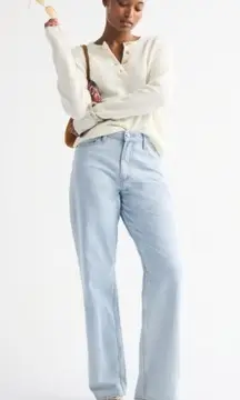 Abercrombie Fitch The Loose High Rise Curve Love Light Wash Denim Jeans Plus 32